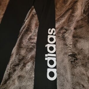 Adidas Women's Black Leggings with White Logo Size XS